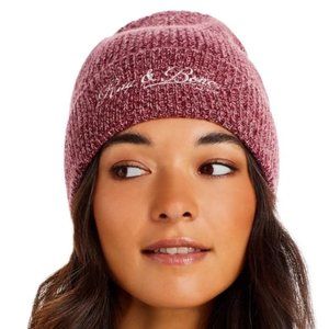 NWT Rag & Bone Heritage Wool Cashmere Burgundy Thick Ribbed Knit Beanie Hat